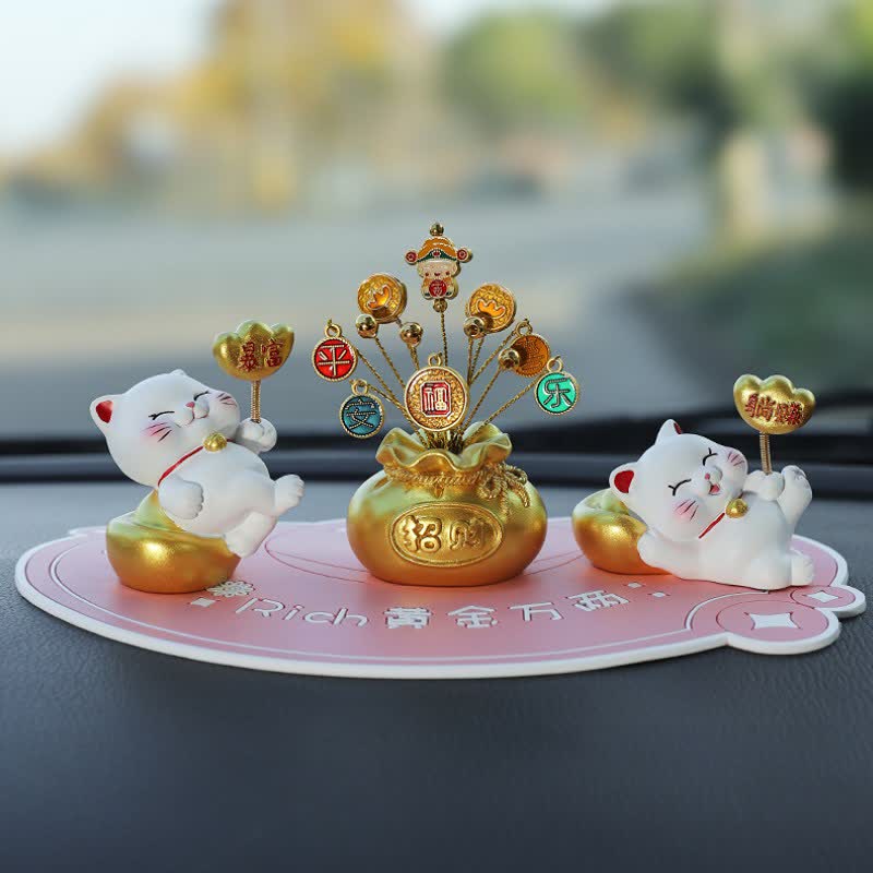 Buddha Stones Gelukskat gelukszakje van hars, schattige dierenversiering - Plotselinge rijkdom + Gemakkelijk geld + God van de rijkdom + Roze basis - image 17