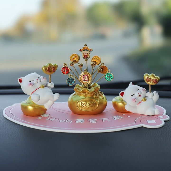 Buddha Stones Gelukskat gelukszakje van hars, schattige dierenversiering - Plotselinge rijkdom + Gemakkelijk geld + God van de rijkdom + Roze basis - image 17