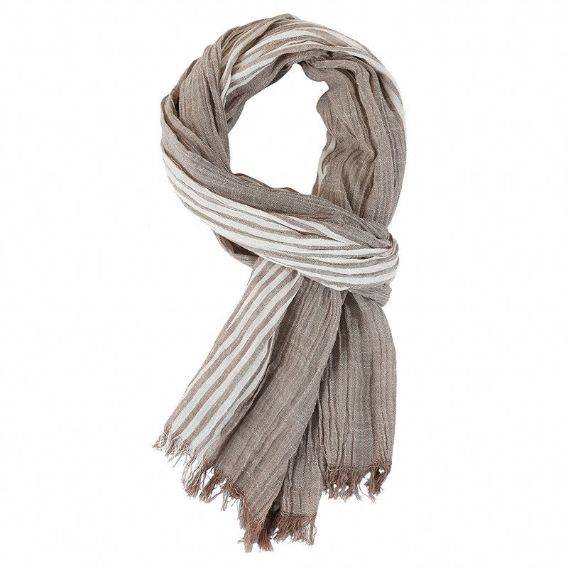 Buddha Stones Lente Herfst Gestreepte Kleurblokken Sjaal met Kwastje Reissjaal voor Heren - Khaki - Ca. 27,6 inch × 70,9 inch / 70 × 180 cm - image 7