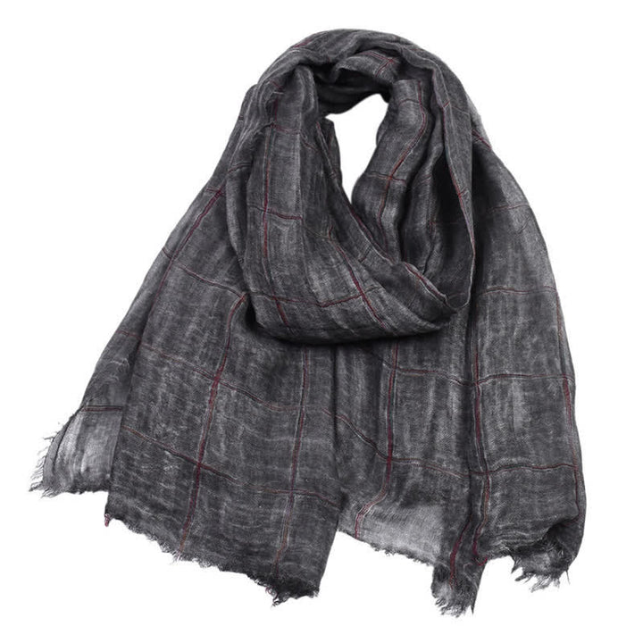 Buddha Stones /herfst geruit patroon casual herensjaal - Zwart - Ongeveer 39,4 inch × 74,8 inch / 100 × 190 cm - image 0