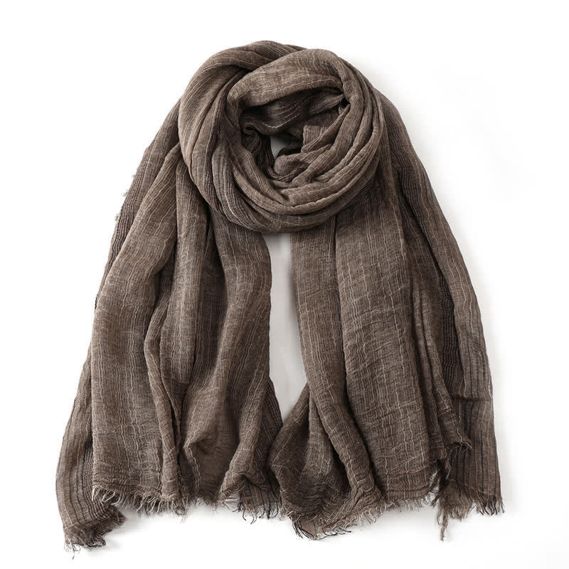 Buddha Stones Lente Herfst Gekreukelde Sjaal met Gerafelde Rand Heren Sjaal - Khaki - Ca. 78,7 inch × 29,5 inch / 200 × 75 cm - image 14