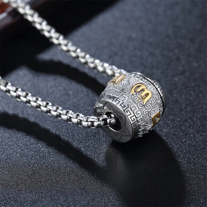 Buddha Stones Ketting met roterende cilinder, gegraveerd met Om Mani Padme Hum titaniumstaal, voor bescherming. - image 0