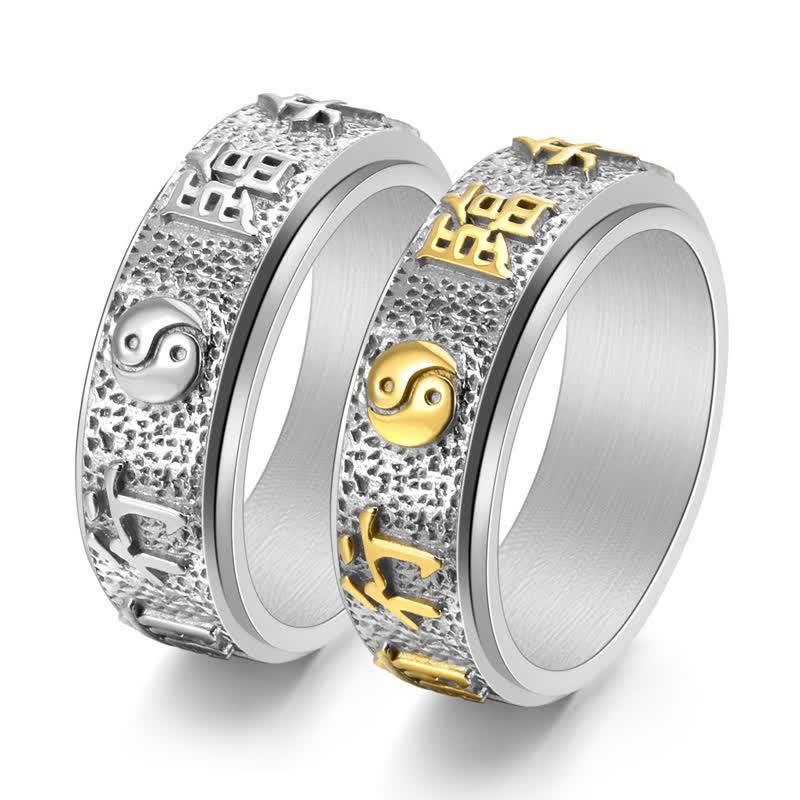 Buddha Stones Titanium stalen Yin Yang Bagua balans roterende Ring - image 8