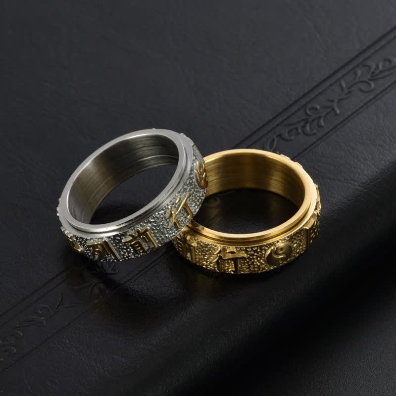 Buddha Stones Titanium stalen Yin Yang Bagua balans roterende Ring - image 10