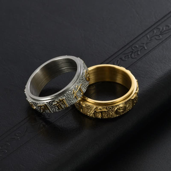 Buddha Stones Titanium stalen Yin Yang Bagua balans roterende Ring - image 10