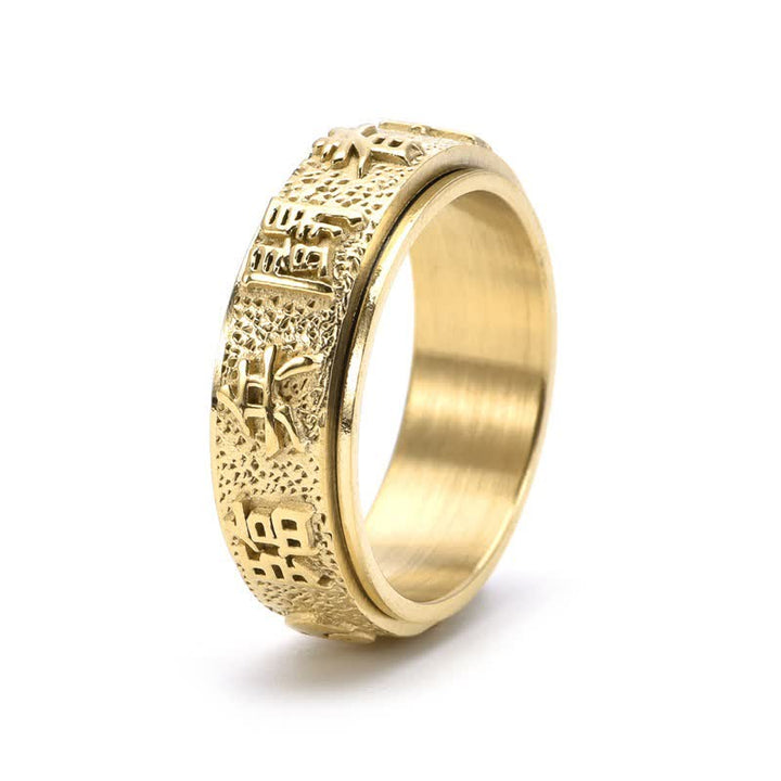Buddha Stones Titanium stalen Yin Yang Bagua balans roterende Ring - Goud - US12 - image 1