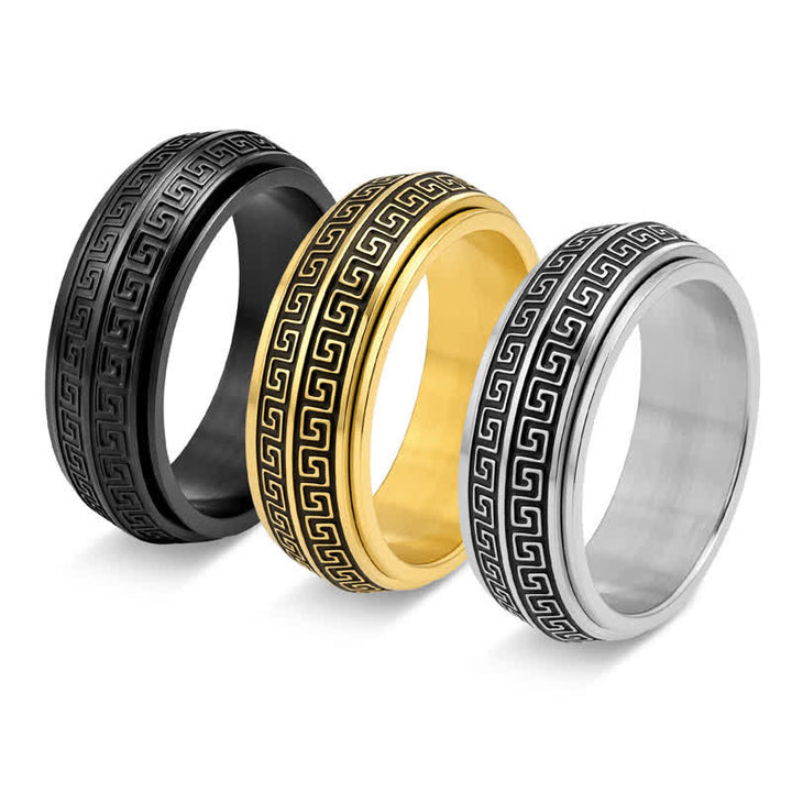 Buddha Stones Titanium stalen Griekse sleutel draaibare Ring - image 7