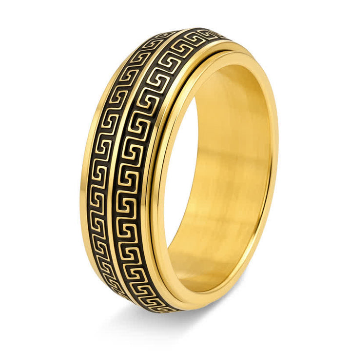 Buddha Stones Titanium stalen Griekse sleutel draaibare Ring - Goud - VS13 - image 3