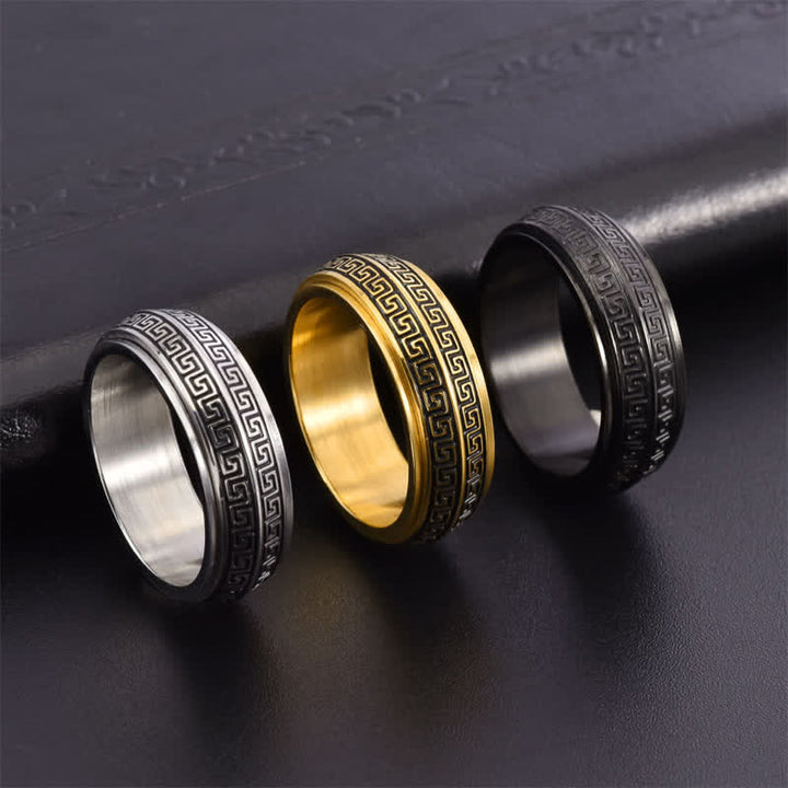 Buddha Stones Titanium stalen Griekse sleutel draaibare Ring - image 8