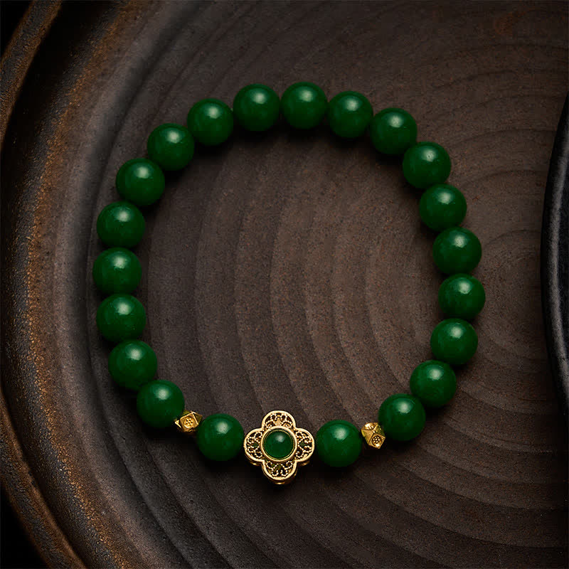 Buddha Stones Armband met kralen van natuurlijke kwartsiet en jade - Kwartsietjade (Polsomtrek: 15-16 cm) - image 0