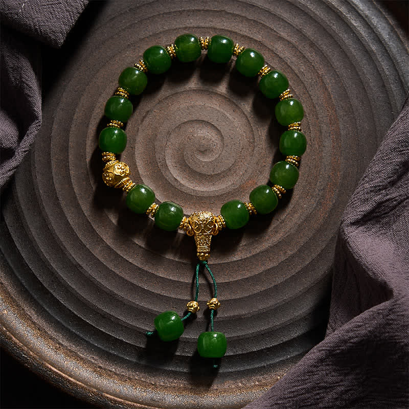 Buddha Stones Cyaan Jade Harmonie Armband met Gouden Accent - image 1