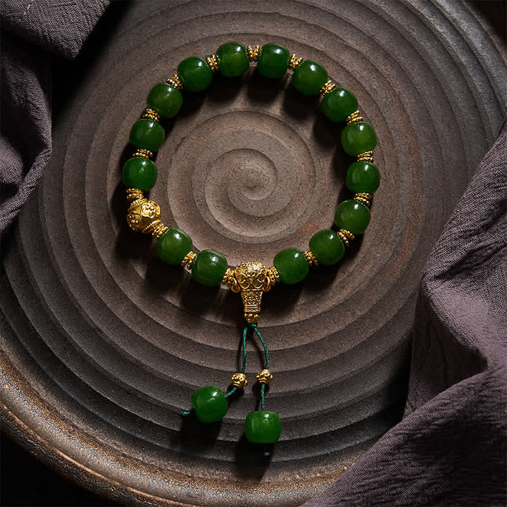 Buddha Stones Cyaan Jade Harmonie Armband met Gouden Accent - image 1