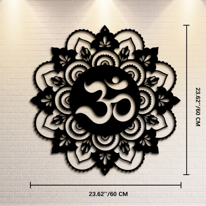 Buddha Stones Heilige OM Mandala Mindfulness Ronde IJzeren Metalen Wanddecoratie - Afmetingen: ca. 60 cm x 60 cm x 0,12 cm / 23,62 inch x 23,62 inch x 0,05 inch - image 13