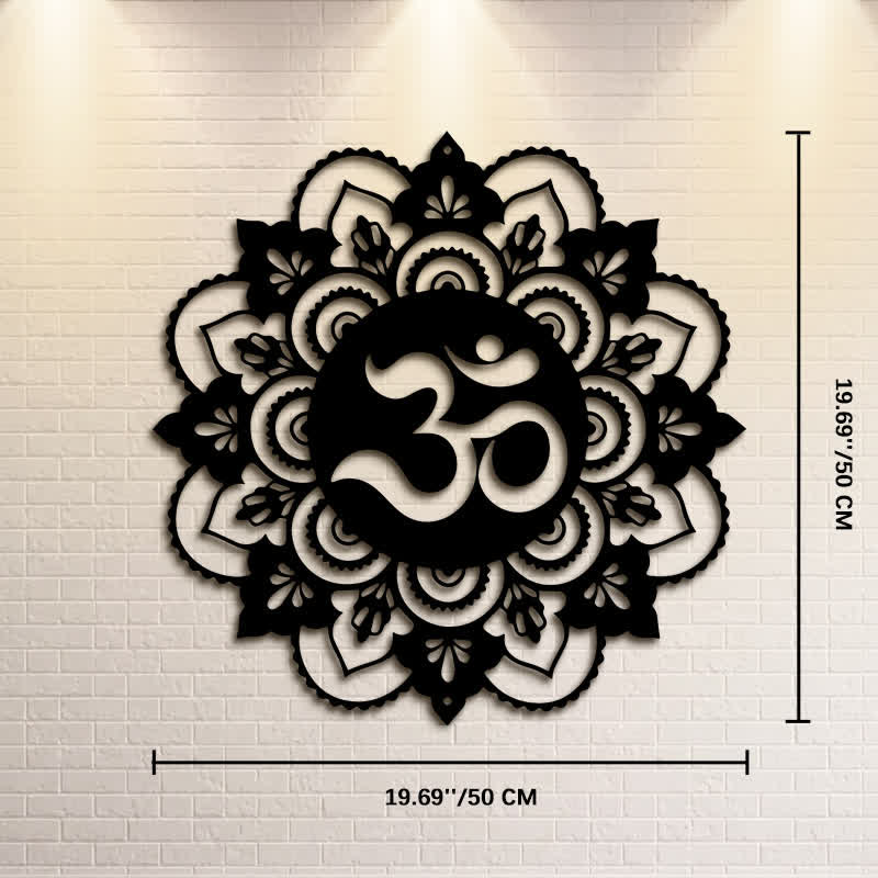 Buddha Stones Heilige OM Mandala Mindfulness Ronde IJzeren Metalen Wanddecoratie - Afmetingen: ca. 50 cm x 50 cm x 0,12 cm / 19,69 inch x 19,69 inch x 0,05 inch - image 10