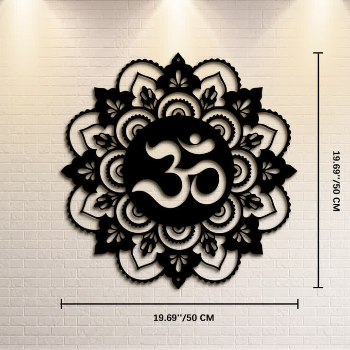 Buddha Stones Heilige OM Mandala Mindfulness Ronde IJzeren Metalen Wanddecoratie - Afmetingen: ca. 50 cm x 50 cm x 0,12 cm / 19,69 inch x 19,69 inch x 0,05 inch - image 10