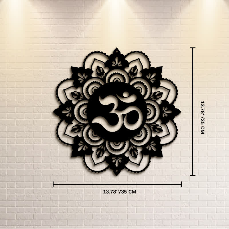 Buddha Stones Heilige OM Mandala Mindfulness Ronde IJzeren Metalen Wanddecoratie - Afmetingen: ca. 35 cm x 35 cm x 0,1 cm / 13,78 inch x 13,78 inch x 0,04 inch - image 6