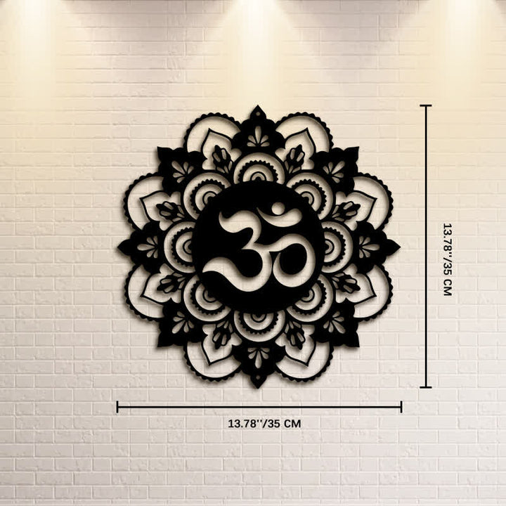 Buddha Stones Heilige OM Mandala Mindfulness Ronde IJzeren Metalen Wanddecoratie - Afmetingen: ca. 35 cm x 35 cm x 0,1 cm / 13,78 inch x 13,78 inch x 0,04 inch - image 6