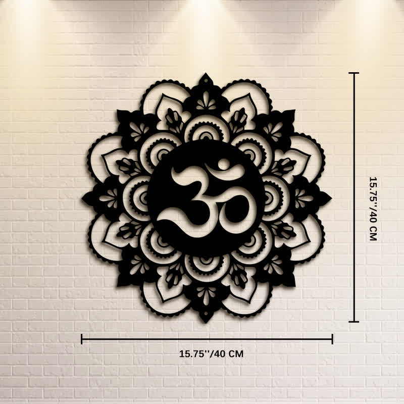 Buddha Stones Heilige OM Mandala Mindfulness Ronde IJzeren Metalen Wanddecoratie - Afmetingen: ca. 40 cm x 40 cm x 0,1 cm / 15,75 inch x 15,75 inch x 0,04 inch - image 8