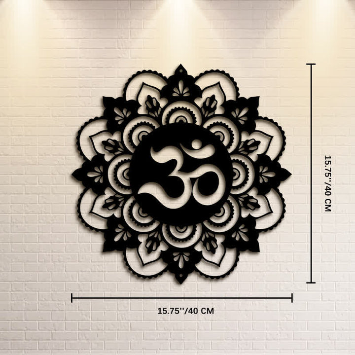 Buddha Stones Heilige OM Mandala Mindfulness Ronde IJzeren Metalen Wanddecoratie - Afmetingen: ca. 40 cm x 40 cm x 0,1 cm / 15,75 inch x 15,75 inch x 0,04 inch - image 8