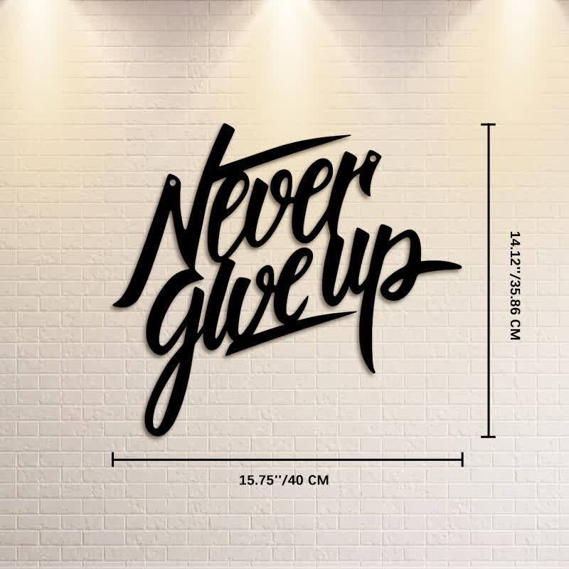 Buddha Stones "Never Give Up" Zwarte tekst ijzeren metalen wanddecoratie - Afmetingen: ca. 40 cm x 35,86 cm x 0,1 cm / 15,75 inch x 14,12 inch x 0,04 inch - image 8