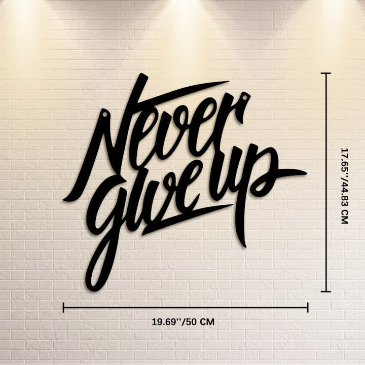 Buddha Stones "Never Give Up" Zwarte tekst ijzeren metalen wanddecoratie - Afmetingen: ca. 50 cm x 44,83 cm x 0,12 cm / 19,69 inch x 17,65 inch x 0,05 inch - image 10