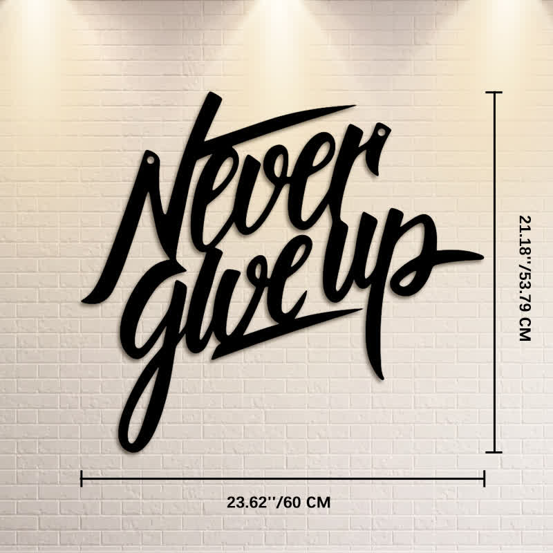Buddha Stones "Never Give Up" Zwarte tekst ijzeren metalen wanddecoratie - Afmetingen: ca. 60 cm x 53,79 cm x 0,12 cm / 23,62 inch x 21,18 inch x 0,05 inch - image 13