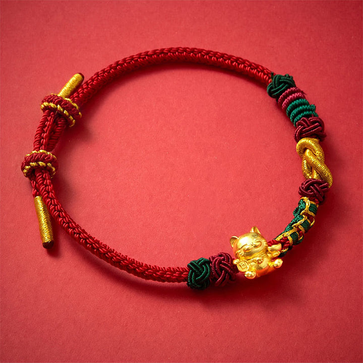 Buddha Stones Handgeweven Armband met gelukskatje en rode draad - image 8