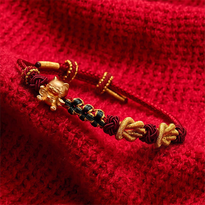 Buddha Stones Handgeweven Armband met gelukskatje en rode draad - image 9