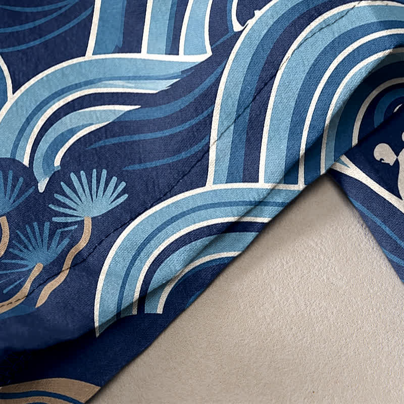 Buddha Stones Damesbroek van 100% Cotton met dubbele drakengolfprint, elastische Taille en Zakken. - image 2