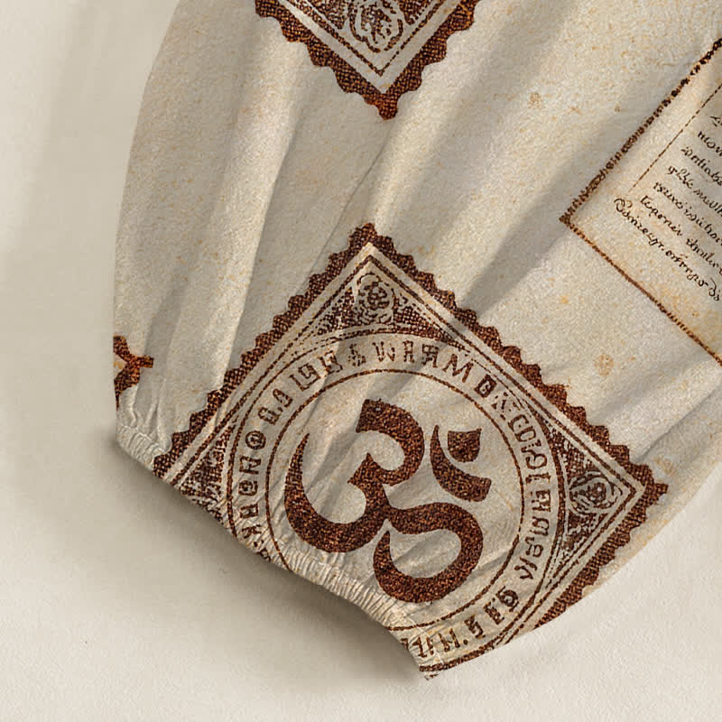 Buddha Stones Vintage katoenen harembroek met Om Sun-patroon, elastische Taille en Zakken. - image 6