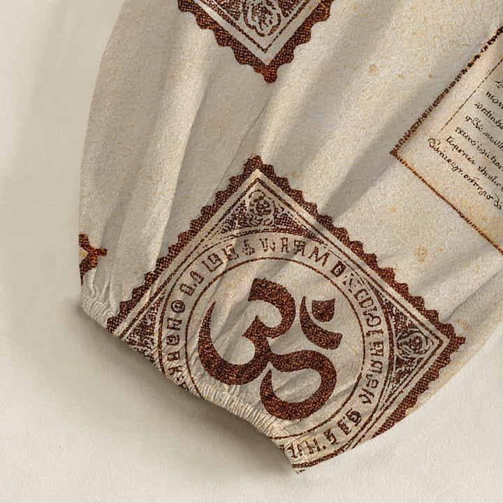 Buddha Stones Vintage katoenen harembroek met Om Sun-patroon, elastische Taille en Zakken. - image 6