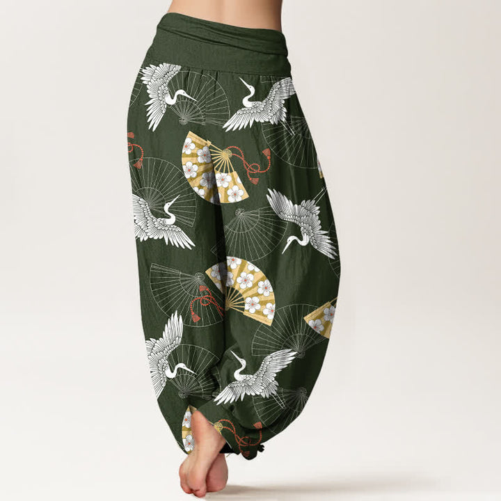 Buddha Stones Dames harembroek met elastische Taille en oosters Waaier . - image 2