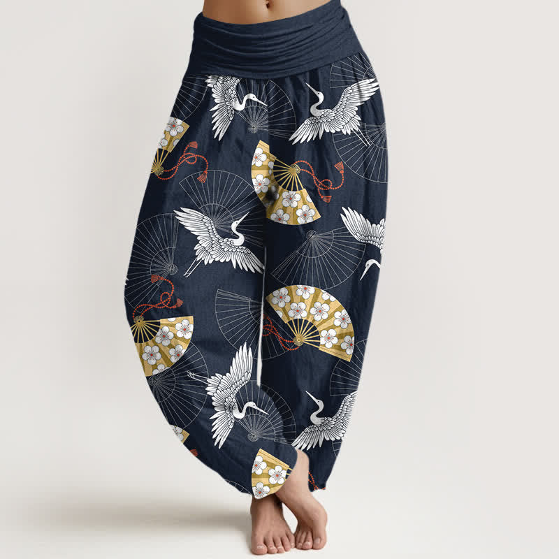 Buddha Stones Dames harembroek met elastische Taille en oosters Waaier . - Middernachtblauw - US16, UK/AU20, EU48 (3XL) - image 5