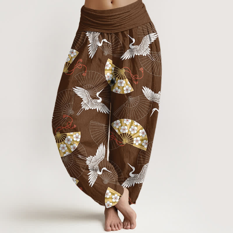 Buddha Stones Dames harembroek met elastische Taille en oosters Waaier . - Zadelbruin - US16, UK/AU20, EU48 (3XL) - image 8
