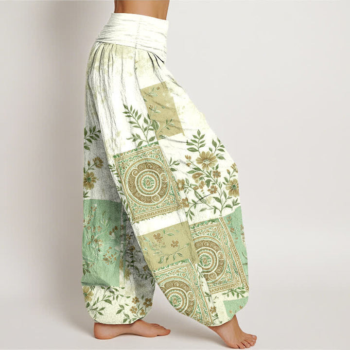 Buddha Stones Dames harembroek met elastische Taille en Boheemse bloemenpatchwork van katoen - image 6