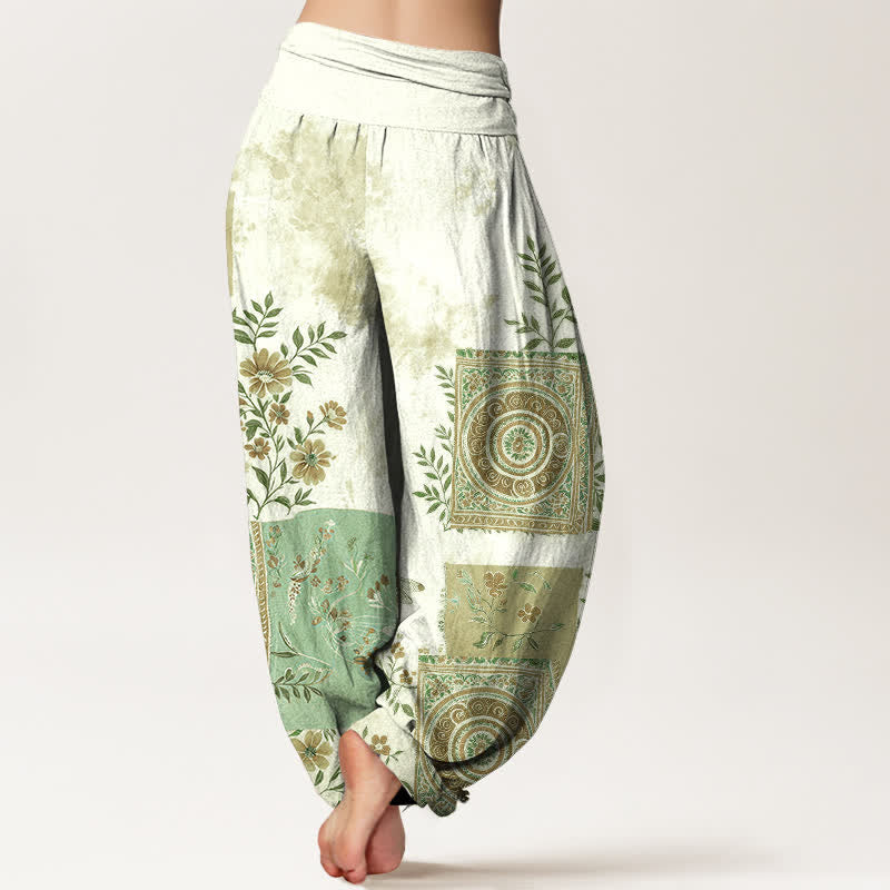 Buddha Stones Dames harembroek met elastische Taille en Boheemse bloemenpatchwork van katoen - image 7