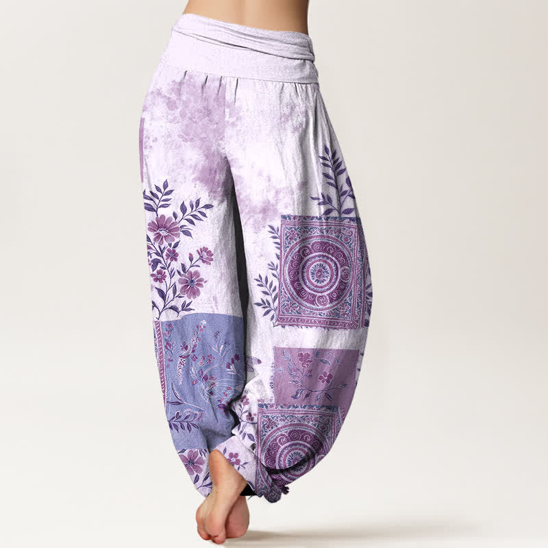 Buddha Stones Dames harembroek met elastische Taille en Boheemse bloemenpatchwork van katoen - image 10