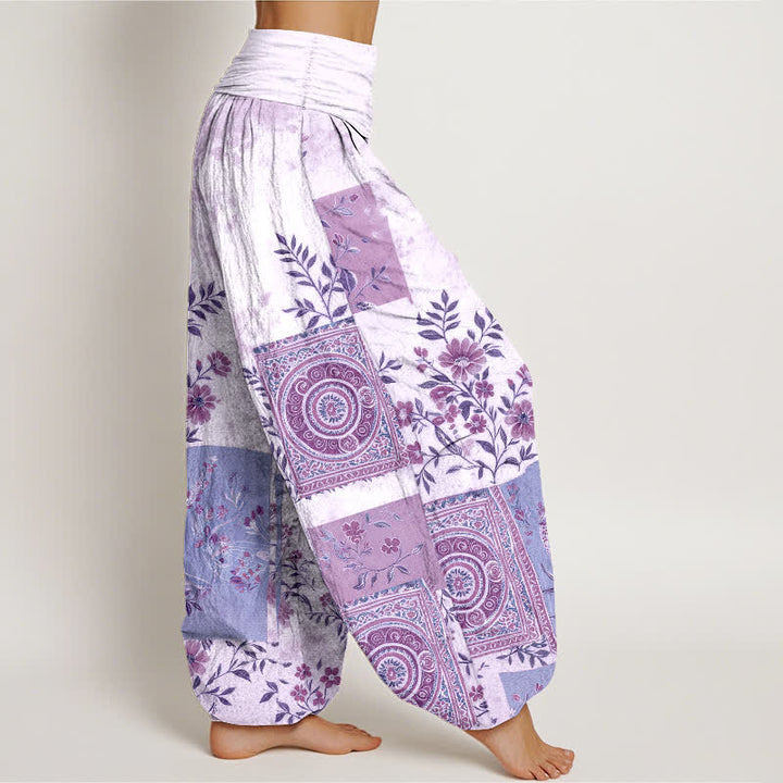 Buddha Stones Dames harembroek met elastische Taille en Boheemse bloemenpatchwork van katoen - image 9