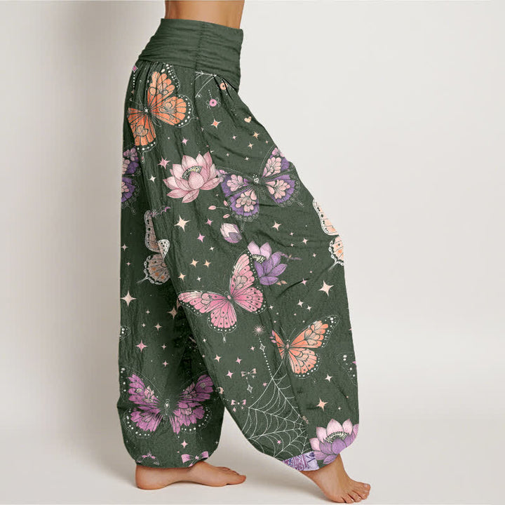 Buddha Stones Dames harembroek met elastische Taille , maan- en lotuspatroon. - image 6