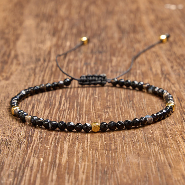 Buddha Stones Donkerbruin gestreepte agaat gevlochten verstelbare Armband - Donkerbruine gestreepte agaat (Polsomtrek: 16-17 cm) - image 0