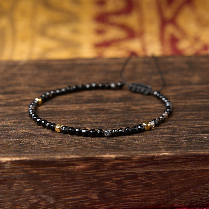 Buddha Stones Donkerbruin gestreepte agaat gevlochten verstelbare Armband - image 3