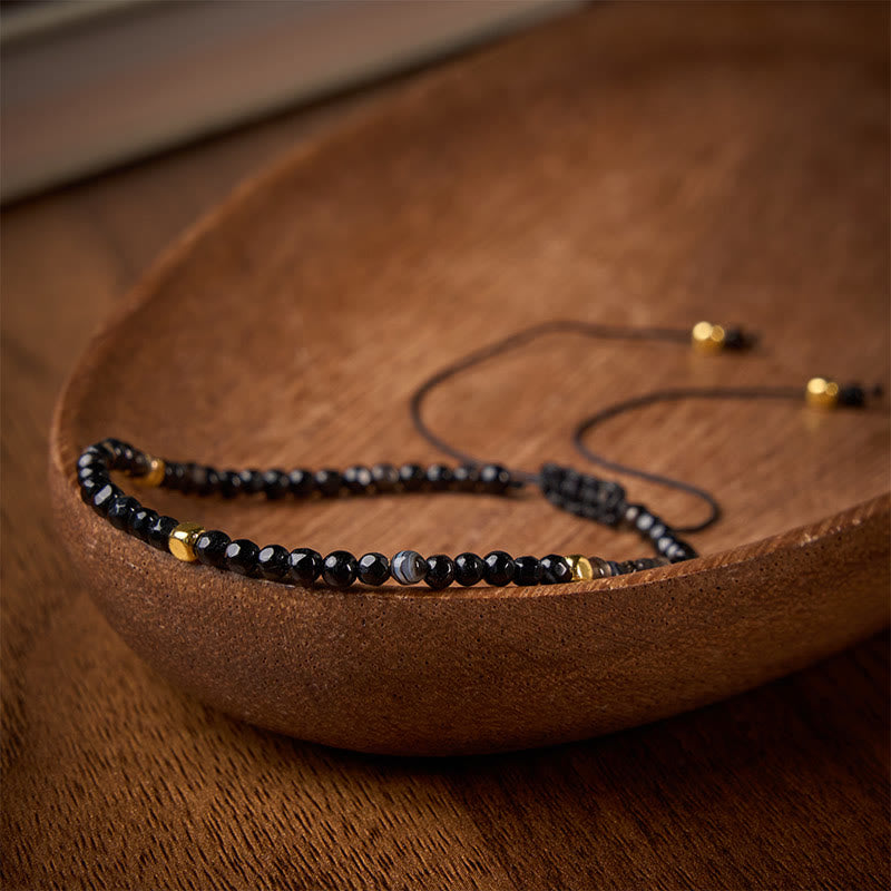 Buddha Stones Donkerbruin gestreepte agaat gevlochten verstelbare Armband - image 2