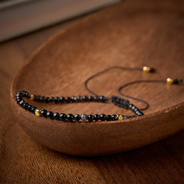 Buddha Stones Donkerbruin gestreepte agaat gevlochten verstelbare Armband - image 2