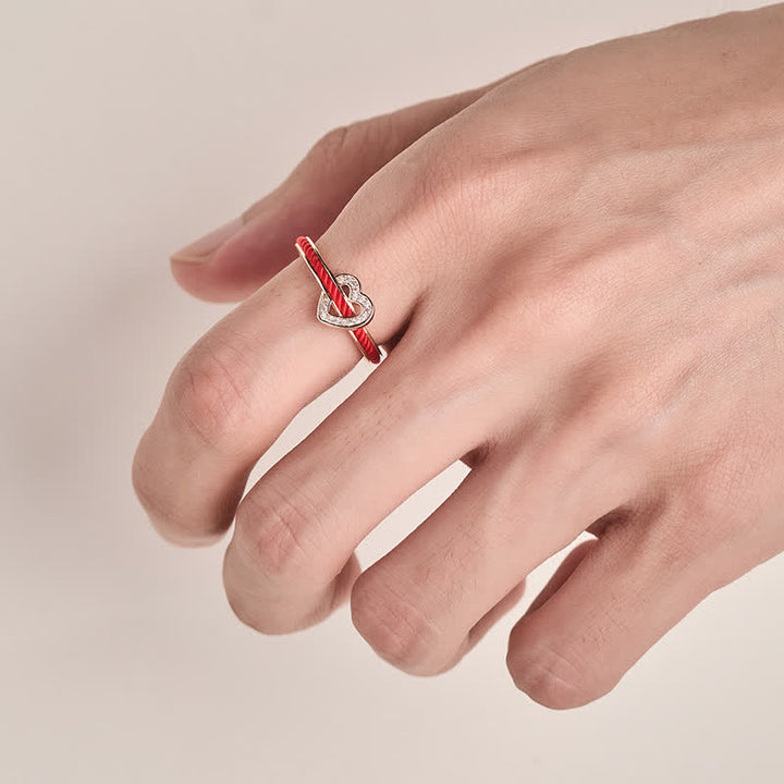 Buddha Stones Koperrode koord hart geluk open Ring - image 12
