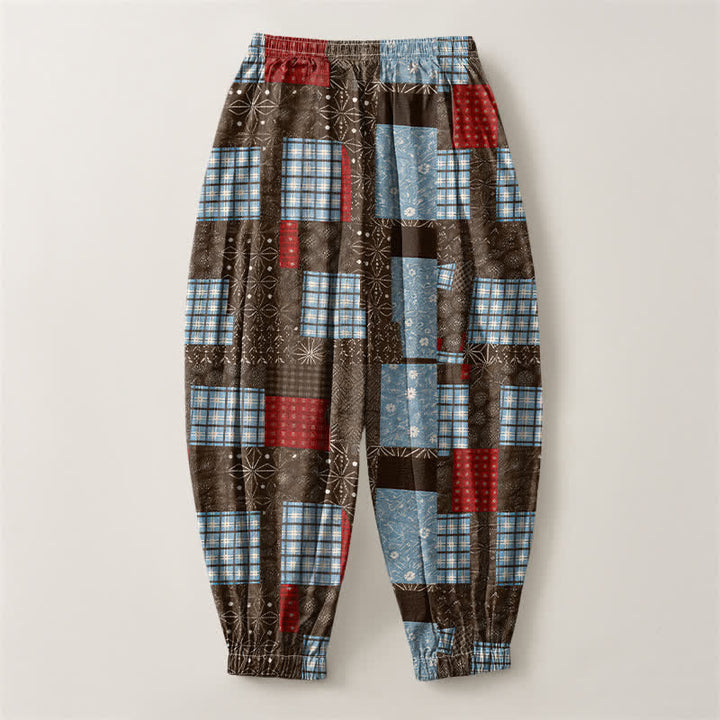 Buddha Stones Harembroek voor heren met Zakken , vintage patchwork- en ruitpatroon van 100% Cotton. - image 2