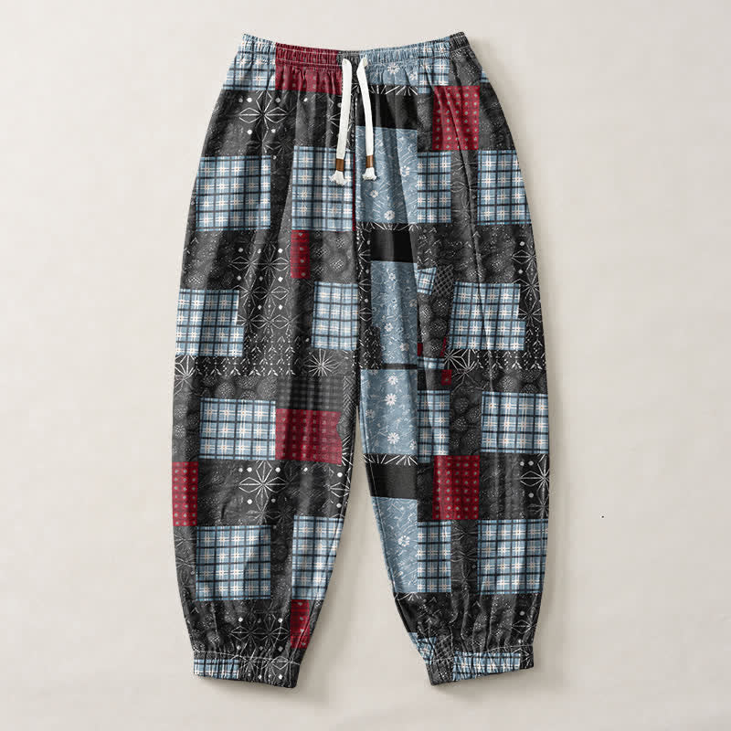 Buddha Stones Harembroek voor heren met Zakken , vintage patchwork- en ruitpatroon van 100% Cotton. - image 7