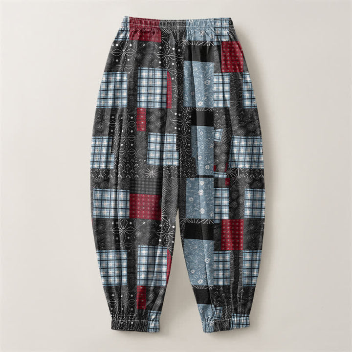 Buddha Stones Harembroek voor heren met Zakken , vintage patchwork- en ruitpatroon van 100% Cotton. - image 8