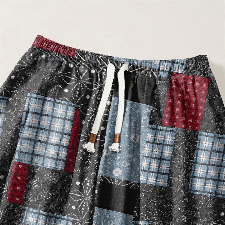 Buddha Stones Harembroek voor heren met Zakken , vintage patchwork- en ruitpatroon van 100% Cotton. - image 9