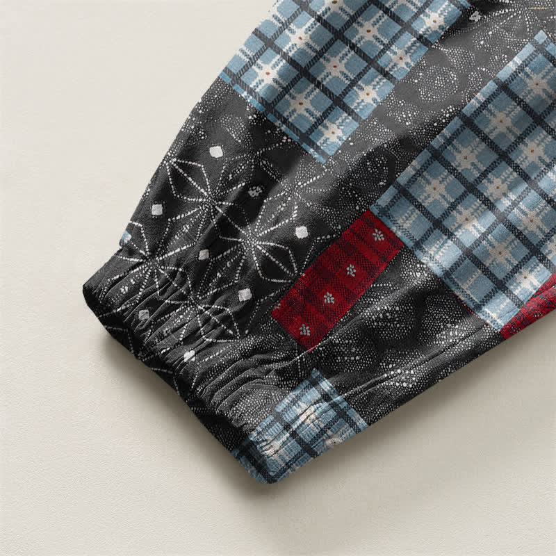 Buddha Stones Harembroek voor heren met Zakken , vintage patchwork- en ruitpatroon van 100% Cotton. - image 10