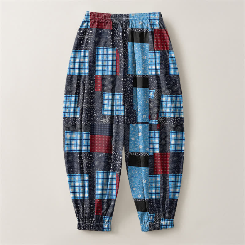 Buddha Stones Harembroek voor heren met Zakken , vintage patchwork- en ruitpatroon van 100% Cotton. - image 14
